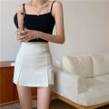 Spicy Girl High Waist Women's Split Skirts Black White Irregular Slit Short Skirt Streetwear with Safty Pants A-line Wrap Hip Mini Skirt Party. 