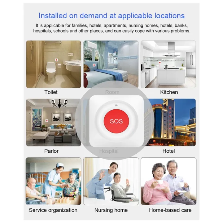 Smart SOS Button Wireless Caregiver Pager Alert Transmitter WiFi ...
