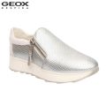 Geox Silver  Gendry A Pure Leather Sneaker Shoes For Women. 