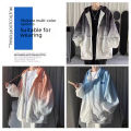 Tie-dyed hooded jacket men's spring and autumn gradient cardigan jacket boys ins trendy Hong Kong style couple loose clothes. 