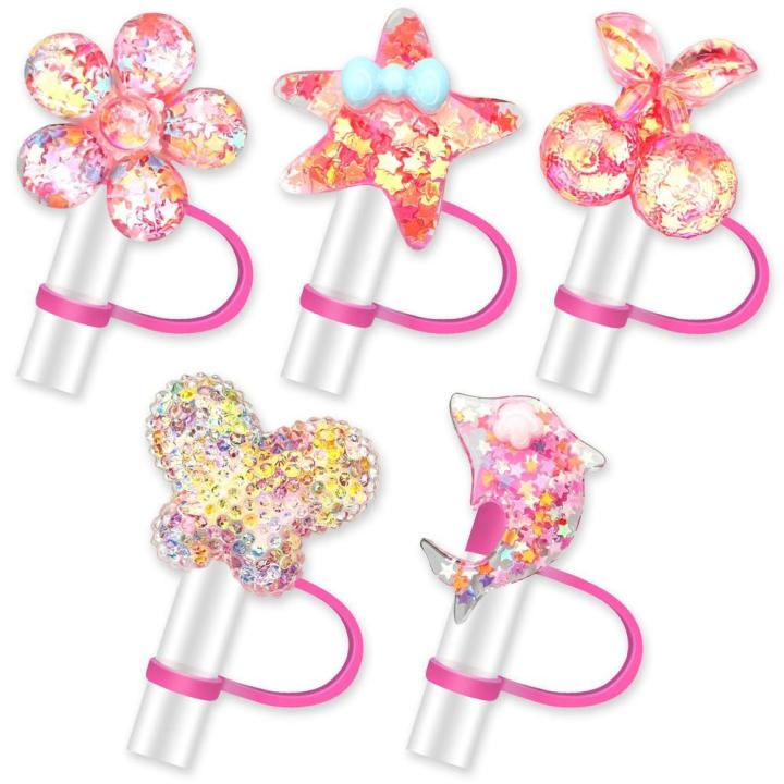 Food%20Grade%20Straw%20Cover%20Cap%20Compatible%20Glittering%20Cup%20Accessories%20Glittering%20Decorative%20Bling%20Straw%20Toppers%20for%20Outdoor%20Activities%20Summer%20Party%20Hiking%20-%20Image%204