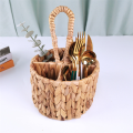 Flatware Organizer, Utensils Holder, Hand Woven Water Hyacinth Cutlery Holder for Countertop with Handle. 