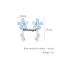 Difutagui Cute Daisy Tiny Flower Stud Earrings For Lady Girls Crystal White Original Copper Light Blue Epoxy Female Exquisite Earring Jewelry Gift. 