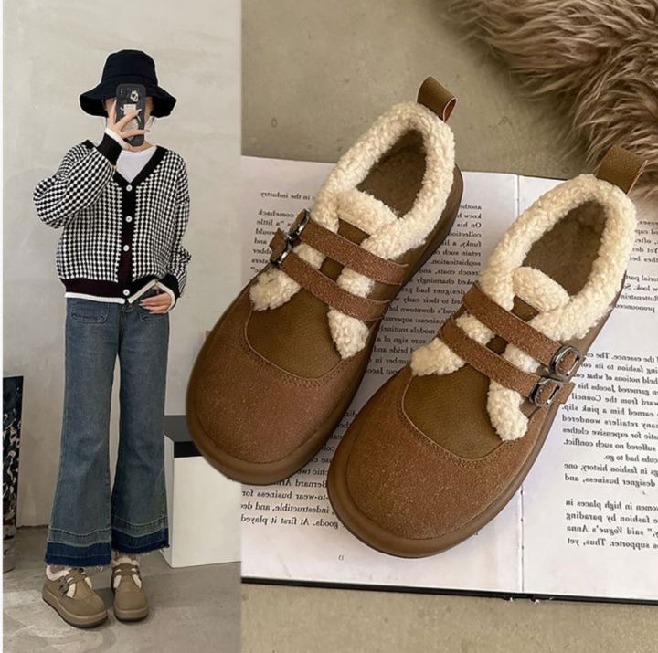 Pebbles%20Nepal%20Winter%20Mary%20Jane%20Shoes%20for%20Women%20%E2%80%93%20Brown%20Fur%20Lined%20Lolita%20Flats%20with%20Double%20Strap%20Buckle%20-%20Image%203