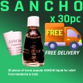 Sancho Liquid 5mL  Natural Himalayan Essence Oil For Cold, Cough, Body Ache, Head Ache  Pack of 30. 