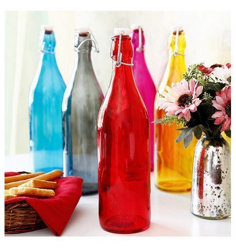 Bormoili Rocco Giara 1.1 L Coloured Glass Water Bottle with Stopper from Italy  Eco friendly and Heathy  Sustainable Anti-Leak BPA-Free