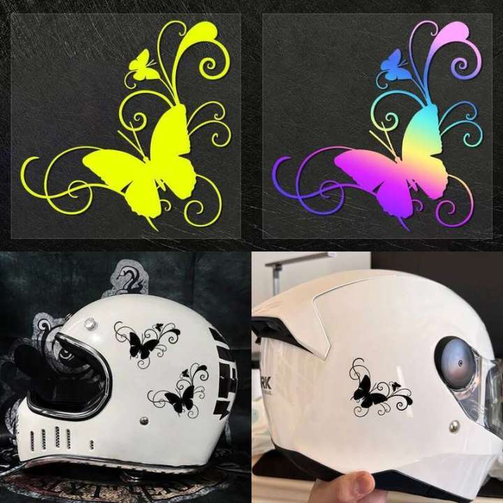 Motorcycle Accessory Stickers Butterfly Reflective Motorcycle Accessories Stickers Moto Helmet Decals ...