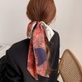 Retro Floral Headband Oil Painting Chinese Style Hair Ribbon Scarf Ribbon Neck Tie. 