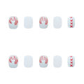 MAANGE 24Pcs White Pink Flame Fake Press On Nails With Glue & File PD79. 