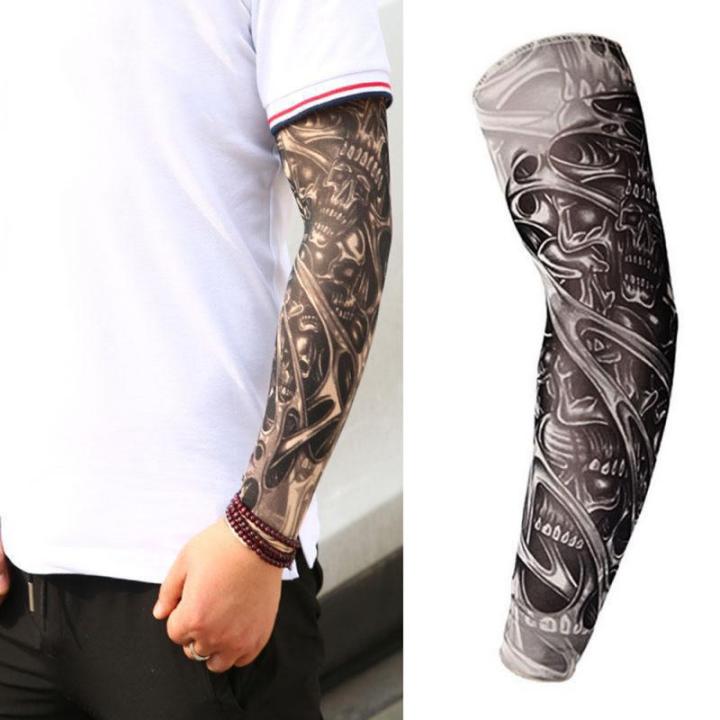 Temporary%20Tattoo%20Sleeves%20Tattoos%20Full%20Long%20Slip%20On%20Arm%20Tattoo%20Sleeve%20Kit%20Men%20Elastic%20Nylon%20Glove%20Tattoos%20Black%20Skull%20Design%20-%20Image%203