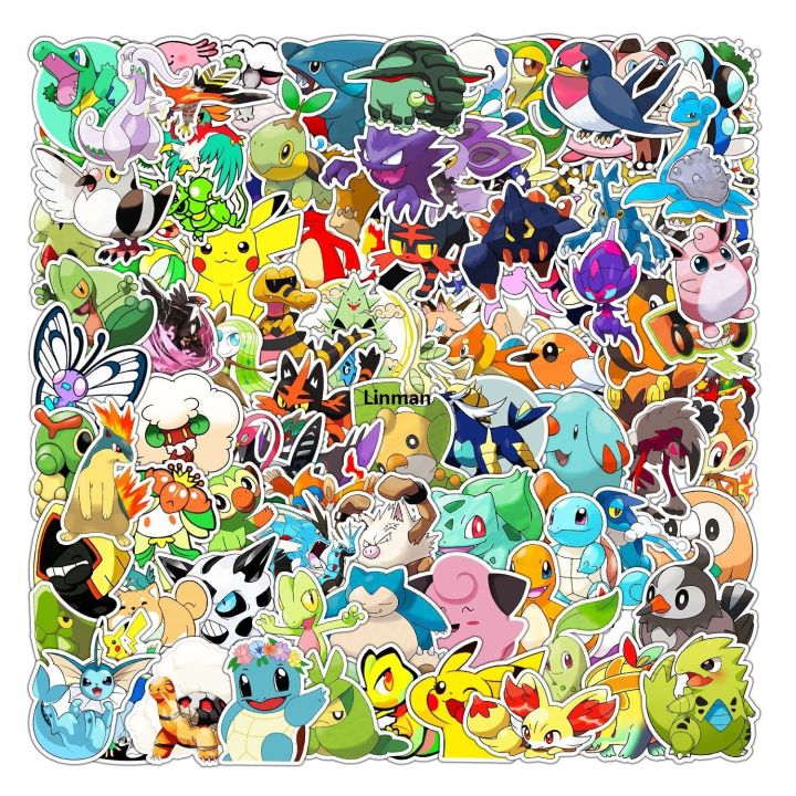 Linman%20100pcs%20Pokemon%20Sticker%20Pack%20Waterproof%20Anime%20Stickers%20Cute%20La%E3%80%902025%20Version%E3%80%91ptop%20Skin%20Kawaii%20Packaging%20DIY%20Phone%20Case%20Handbook%20Stationery%20-%20Image%203