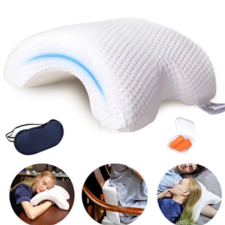 1pc Sleeping Pillow Couple Pillow Arm Pillow Slow Rebound Pressure Pillow Cuddle Pillow Memory Foam Travel Arched Shaped U Pillo