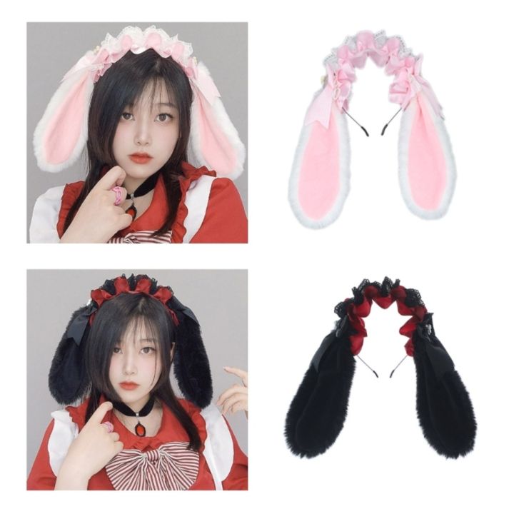 Japanese%20Bowknot%20Plush%20Bunny%20Hair%20Hoop%20Ribbon%20Furry%20Cosplay%20Hair%20Bands%20Cute%20Lace%20Lolita%20Rabbit%20Ears%20Headband%20Comic%20Show%20-%20Image%203