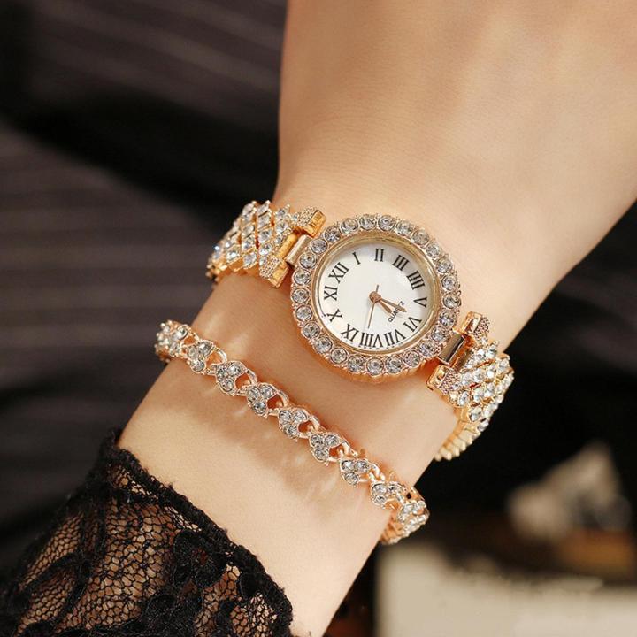 Full Rhinestone Steel Belt Ladies Watch Roman Face Stars Temperament Business Women's Watch Bracelet Watch