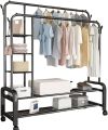 Coat Rack And Clothes Hanger Stand With Side Hooks And Bottom Shelves (Requires Self Assembly) - Clothes Hangers |. 