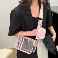 Suitable for teenagers adults, portable shoulder bag small clear clear bag PVC clear mobile phone stadium approved square bag waterproof adjustable shoulder strap. 