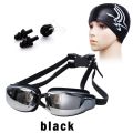 ARELENE 2X Swimming Cap 3 in 1 Goggles + Swimming Cap + Nose Clip Earplug Combination Kit Waterproof Unisex Swimming Cap-Silver. 