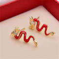 Dragon Stud Earrings Chinese New Year Jewelry Retro Red Earrings Exaggerated. 