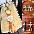 Alloy Flower Keychain Boho 6 Colors Cotton Rope Hand Woven Lanyard   Pendant for Summer Festivals Beach Vacations Daily Accessorizing Gift For Friends. 