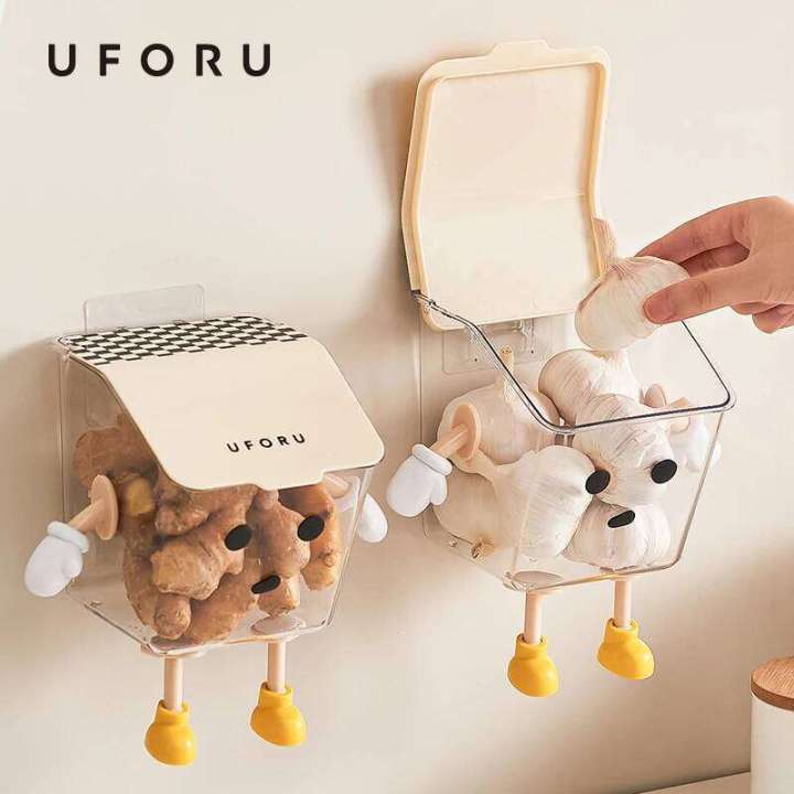 UFORU Kitchen onion ginger and garlic box shelf punching wall hanging seasoning storage basket