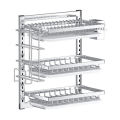 Wall Mounted 3 Tier Metal Dish Rack Stainless Steel Kitchen Drying Dish Sink Rack Storage Plate Bowl Organizer. 