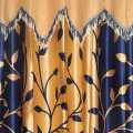 Blue/Golden Color Floral Print Design Curtains Per Pcs 5/7Ft. 