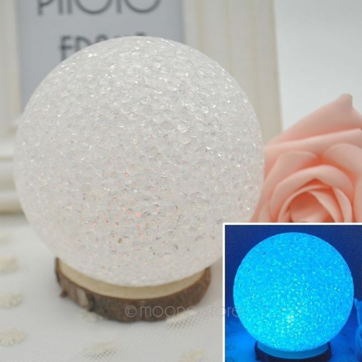 NEW 【Innovative design】10cm Round shaped Bedroom Lamp Colorful Crystal Night Light Change in different colors automatically For kids