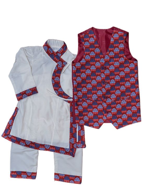 Nepali Traditional Dress Daura Suruwal And Dhaka Waist Coat