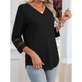 Womens 3/4 Length Sleeve Tops Black XL. 
