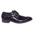 Brown  Leather Lace Up Wood Design Black Horse Formal Shoes For Men. 