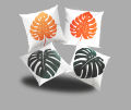 Tropical Monstera Leaf Printed Decorative Cushion Covers with fillings – Set of 4. 