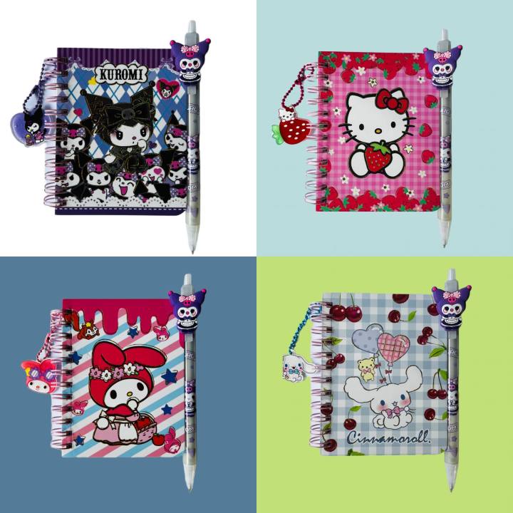Assorted Mini Cute Spiral Kawaii Kuromi Note Book Schedule Or Journal Notebook Stationary Accessories with Kuromi Pencil