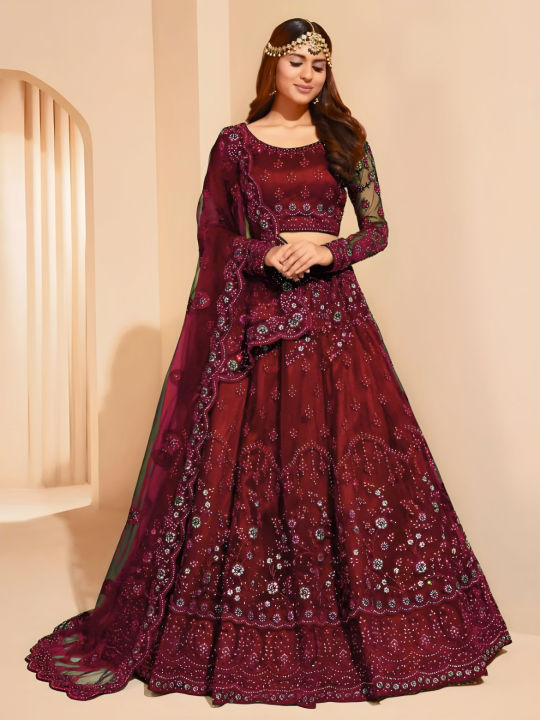 Lehenga%20Choli%20For%20Women%20All-Season%20Net%20Fabric%20Stitched%20Embroidered%20Traditional%20Style%20Multiple%20Colors%20-%20Image%202