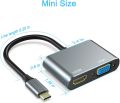 USB TYPE C to HDMI VGA Adapter With 4K HDMI, 1080P VGA For MacBook / MacBook Pro / Air, Chromebook Pixel , Lenovo Yoga, Dell XPS 13 And More. 