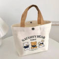 Canvas Bag Small Versatile Handbag Female Student Lunch Box Bag Simple Tote Bag Office Worker Lunch Bag LUKE. 
