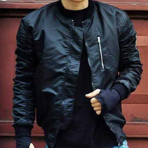 Black%20Bomber%20Men'S%20Summer%20Windproof%20Jacket%20-%20Image%203