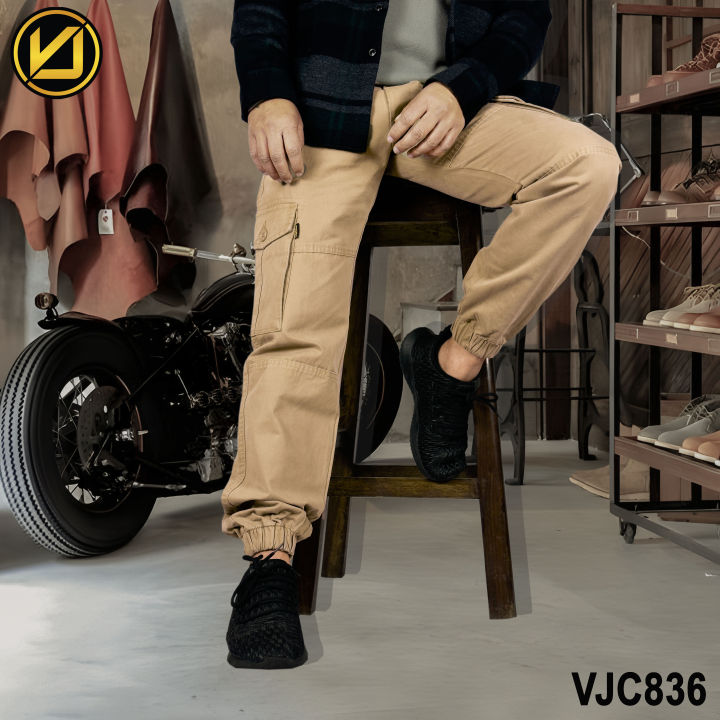 VIRJEANS%20(VJC836)%20Cargo%20Box%20Joggers%206%20Pocket%20Pant%20For%20Men-Khaki%20-%20Image%203
