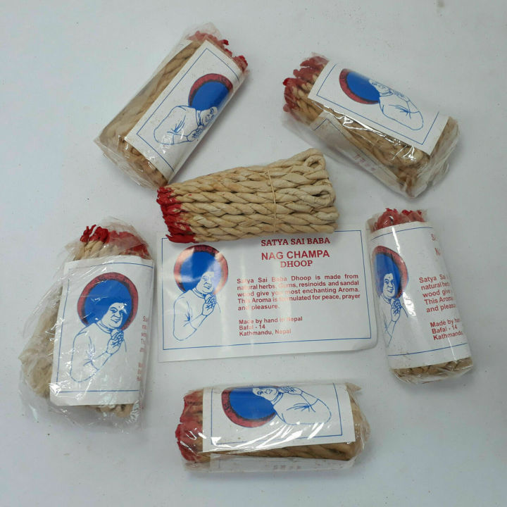 Package of 6  Handmade Satya Nagchampa Rope Incense/ Dhoop/ Dhup/, (Total 240 pieces)(6 X 40 pieces)