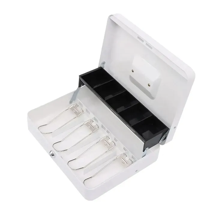 Metal Cash Register with Key Lock-Portable Money Organizer Box ...