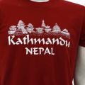 Maroon Cotton Round Neck Kathmandu Nepal Printed T-Shirt For Men. 