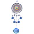 Evil Eye Hanging Wall Decor Interior Accessories for The Home Good Fortune Vastu for Decoration and Prosperity - Star Designed Wind Chime Bells. 