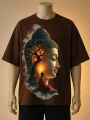 Meditating Buddha |Tree Lord Buddha Graphic Printed T-Shirt-Blue, Black, Brown. 