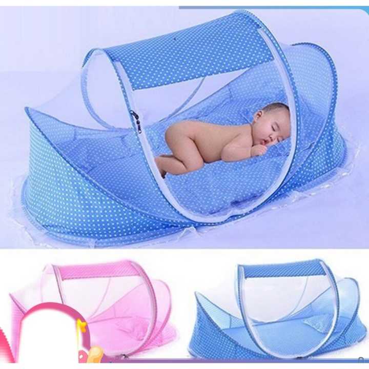 BABY 4-in-1 Mosquito Net Bed with Pillow - Big Folding Anti-Insects Tent for Babies, High_Quality