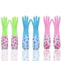 4 Pairs Heavy-Duty Waterproof Rubber Cleaning Gloves – Thick Latex Kitchen Dishwashing Gloves with Long Sleeves for Home, Laundry & Winter Use. 