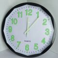 New Model Round White Dial Green 1,2,3,4 Numbering Sweep Silent Moment Night Glow Wall Clock Official Design For Home, Office 30*30 cm (No Sound) || Sold By Watch House. 
