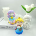 White Planet Prince Series Fragrant Food Grade Silicone 11*6.5cm Silicone Mold Princess Girl for Home Decor Diy Crafts Candle Making Princess-Themed Parties Gifts For Girls. 