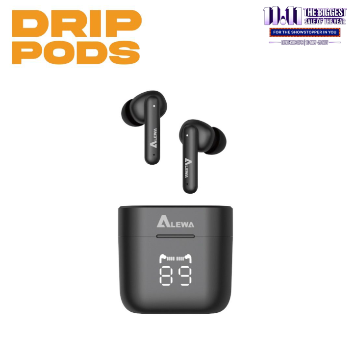 Alewa Bluetooth Earbuds DripPods | 42 Hours Playback | Low Latency | Digital Display | IPX4 Sweat & Water Resist | DripPods