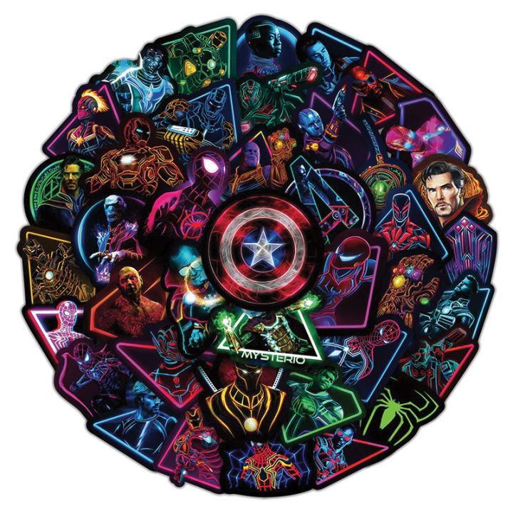 Artsy Home Neon Marvel Superhero Vinyl Stickers Set for Laptops ...