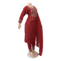 Red Flower Design Kurthi Set For Women. 