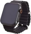 Smart Watch N8 Ultra Series 49mm With Wave Hole Silicone Band - Black. 